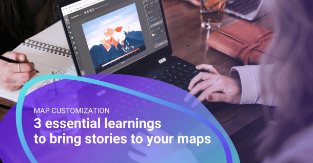 woman using laptop to create custom map of Asia