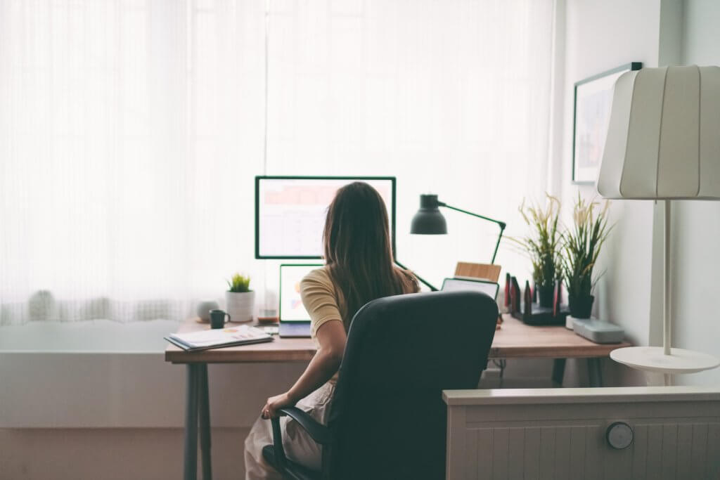 Businesswoman working at home