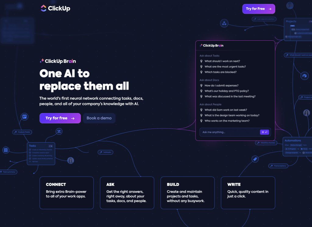 ClickUp AI homepage screenshot