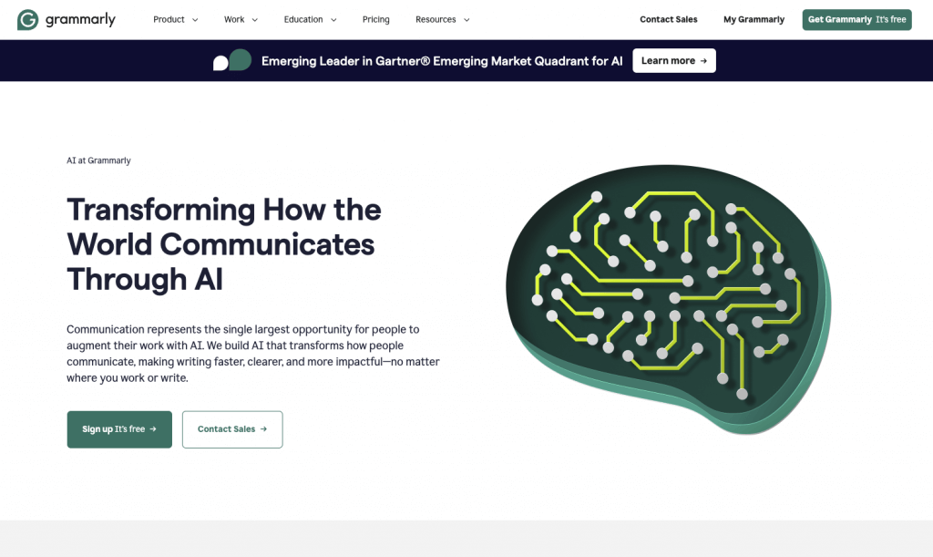 Grammarly AI page screenshot