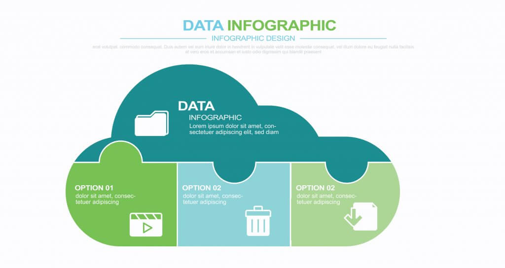 Modern infographic design layout, jigsaw puzzle in shape of cloud stock illustration